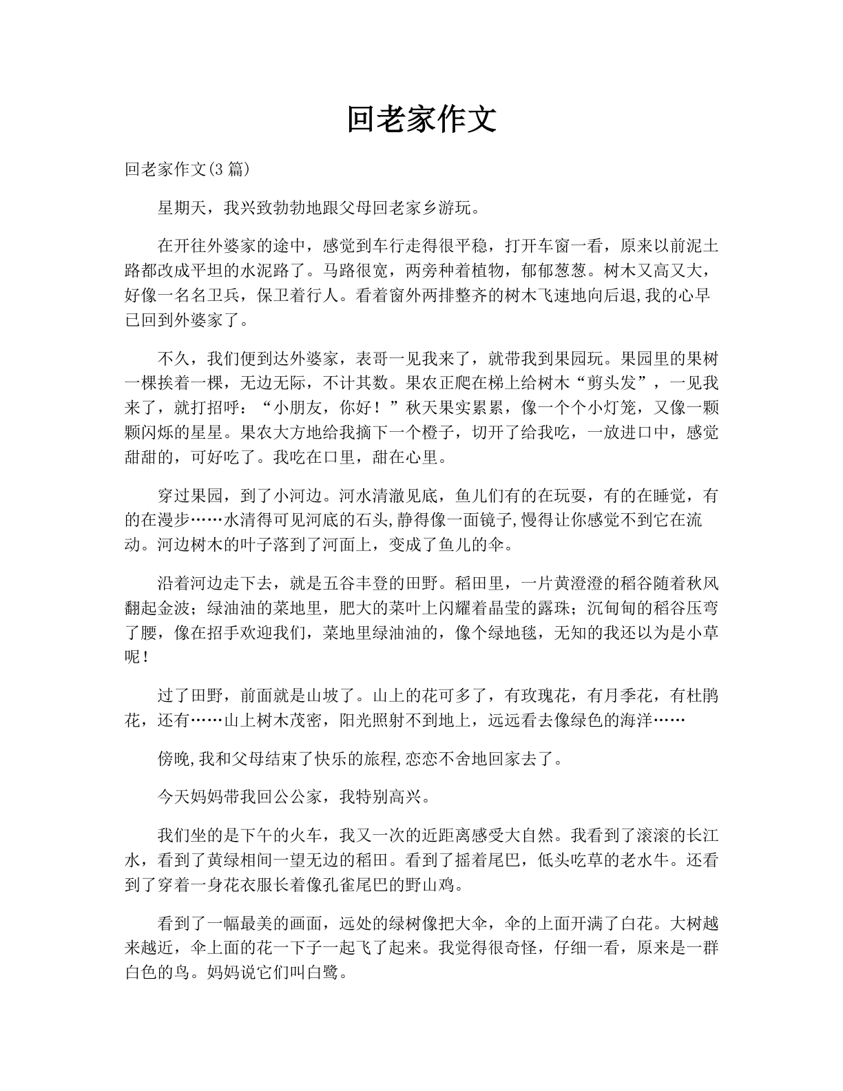回老家作文
