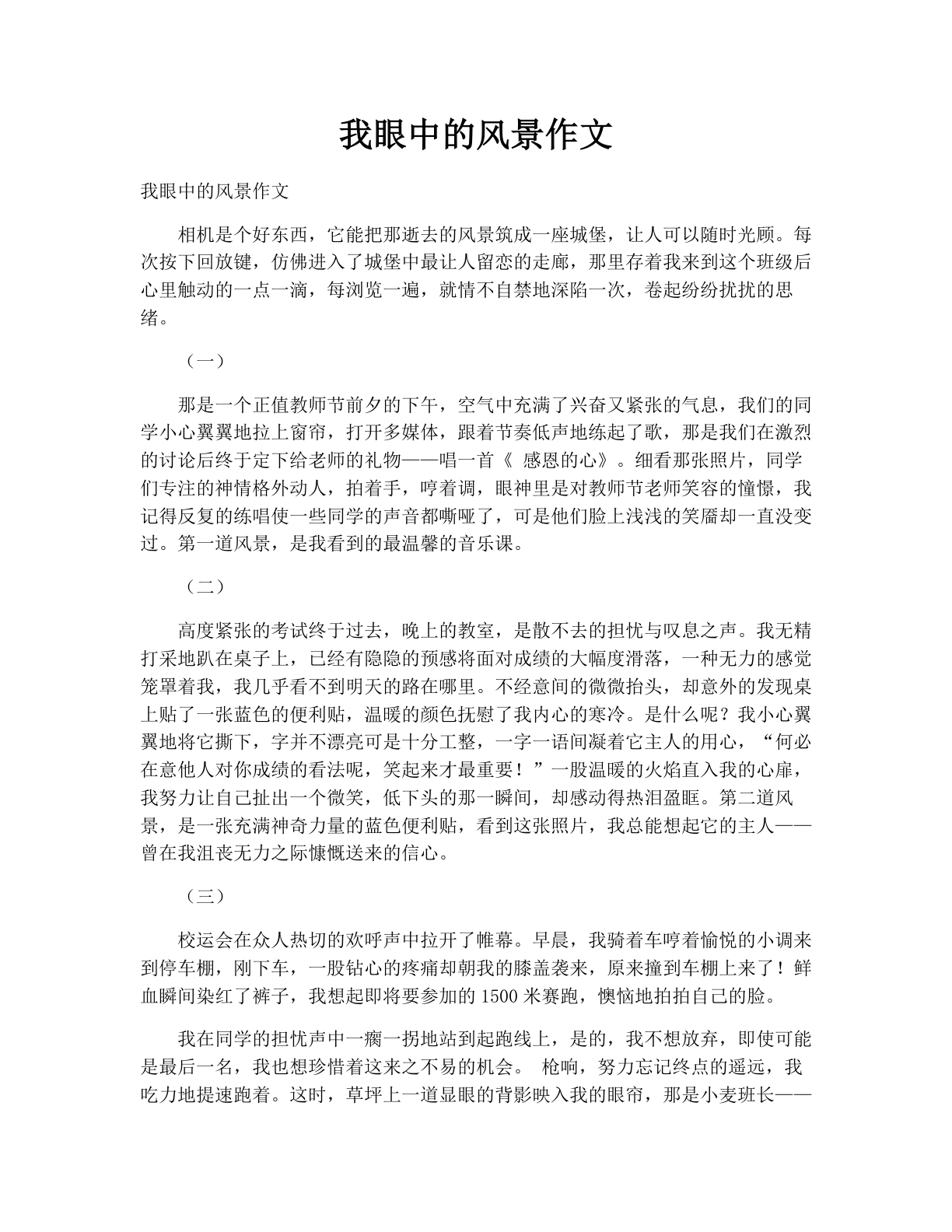我眼中的风景作文